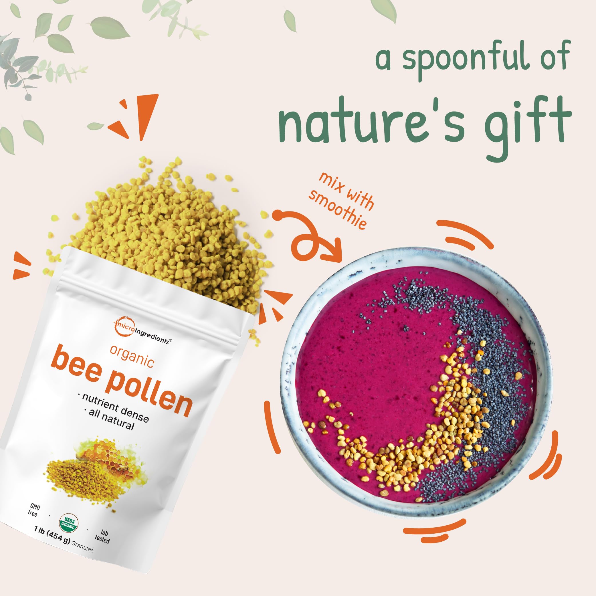 Beekeeper harvesting bee pollen for nutrient-rich granules