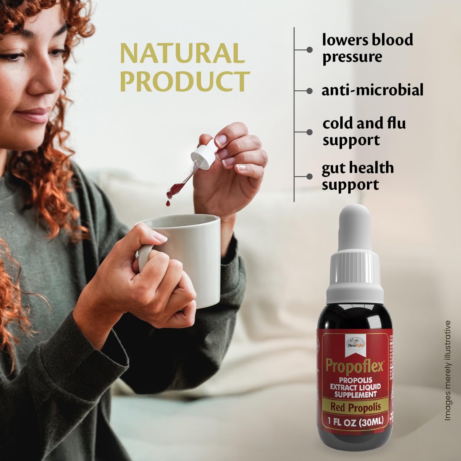 Illustration highlighting high Artepillin-C in Beelife Red Propolis