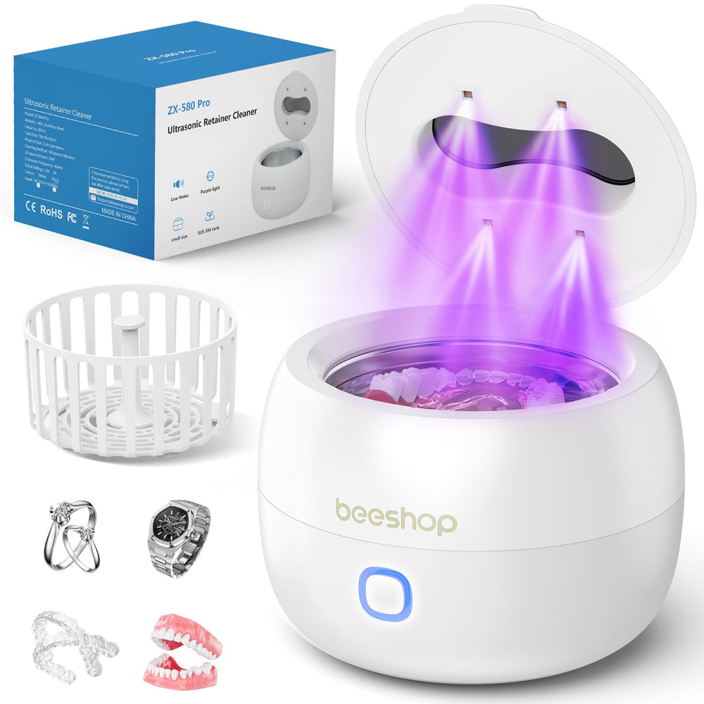 BEESHOP 2025 Ultrasonic Retainer Cleaner front view in white