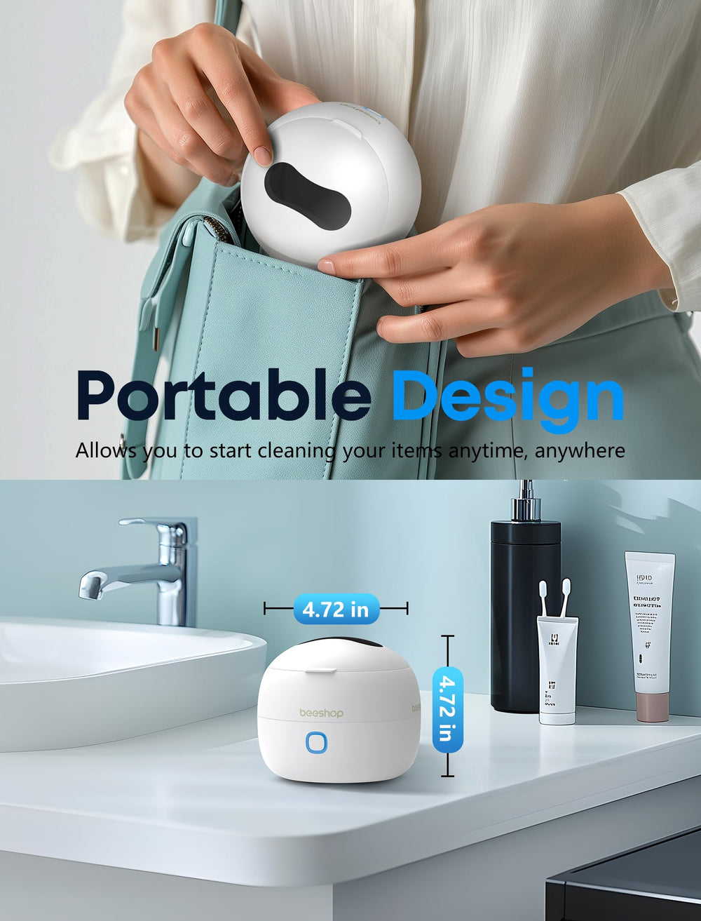 Compact, portable design with anti-slip feet