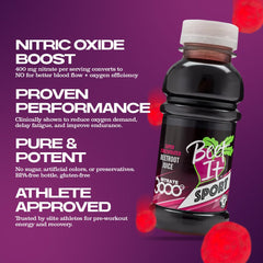 Pouring concentrated beetroot juice into a glass