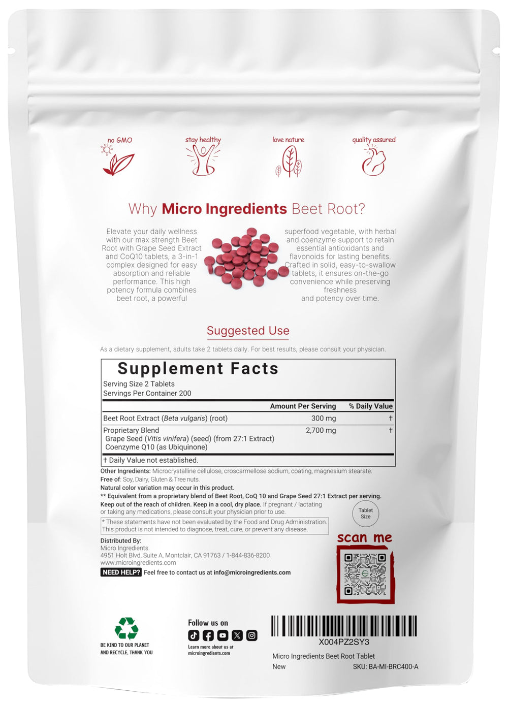 Close-up of beet root extract capsules and label