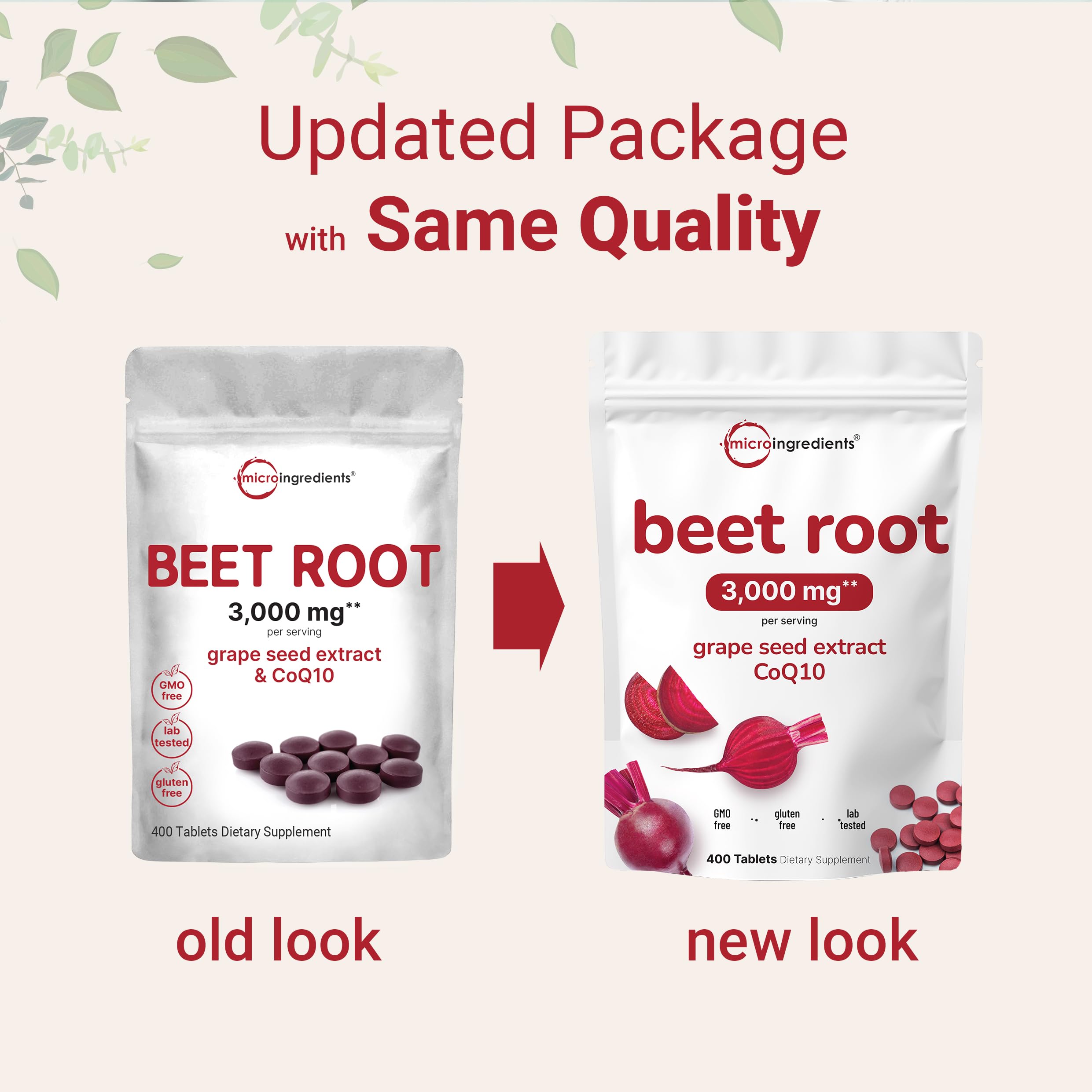 Supplement facts panel showing 3,000mg beet root per serving