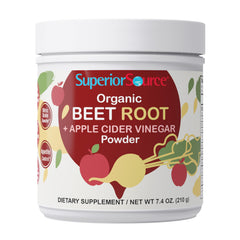 Beet Root and Apple Cider Vinegar Powder bottle on white background