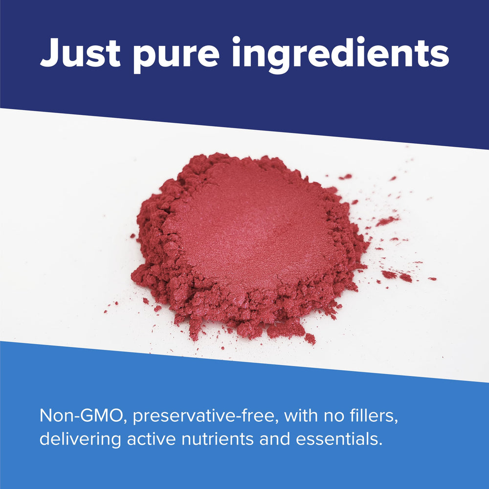 Nutrition information showing 6 g beet root and 1 g ACV per serving