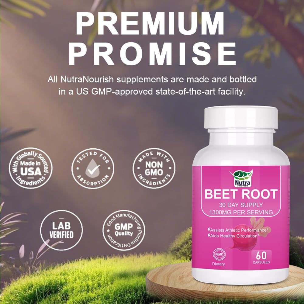 Close-up view of Beet Root Capsules 1300mg capsules