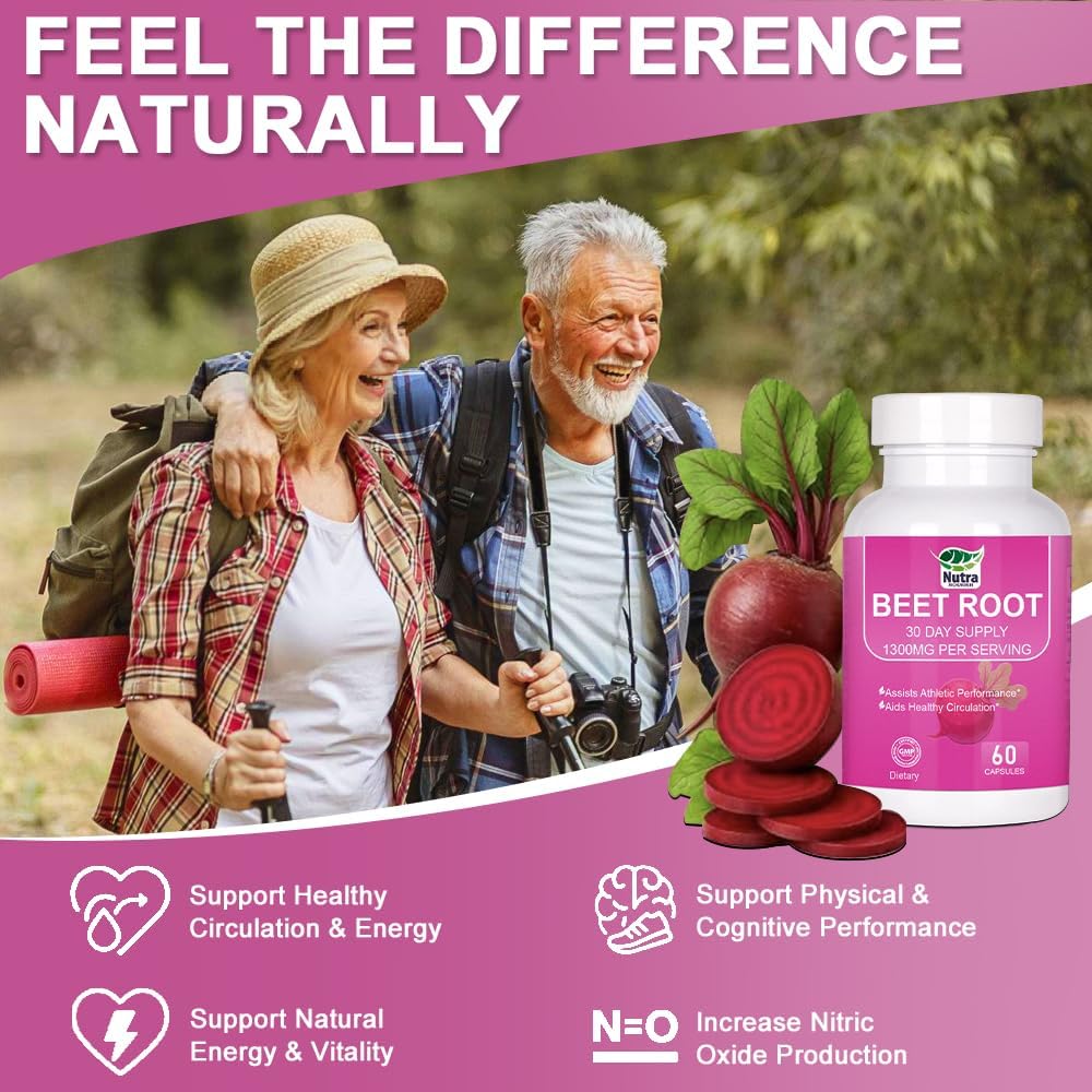 Beet Root Capsules 1300mg daily-use bottle for easy consumption