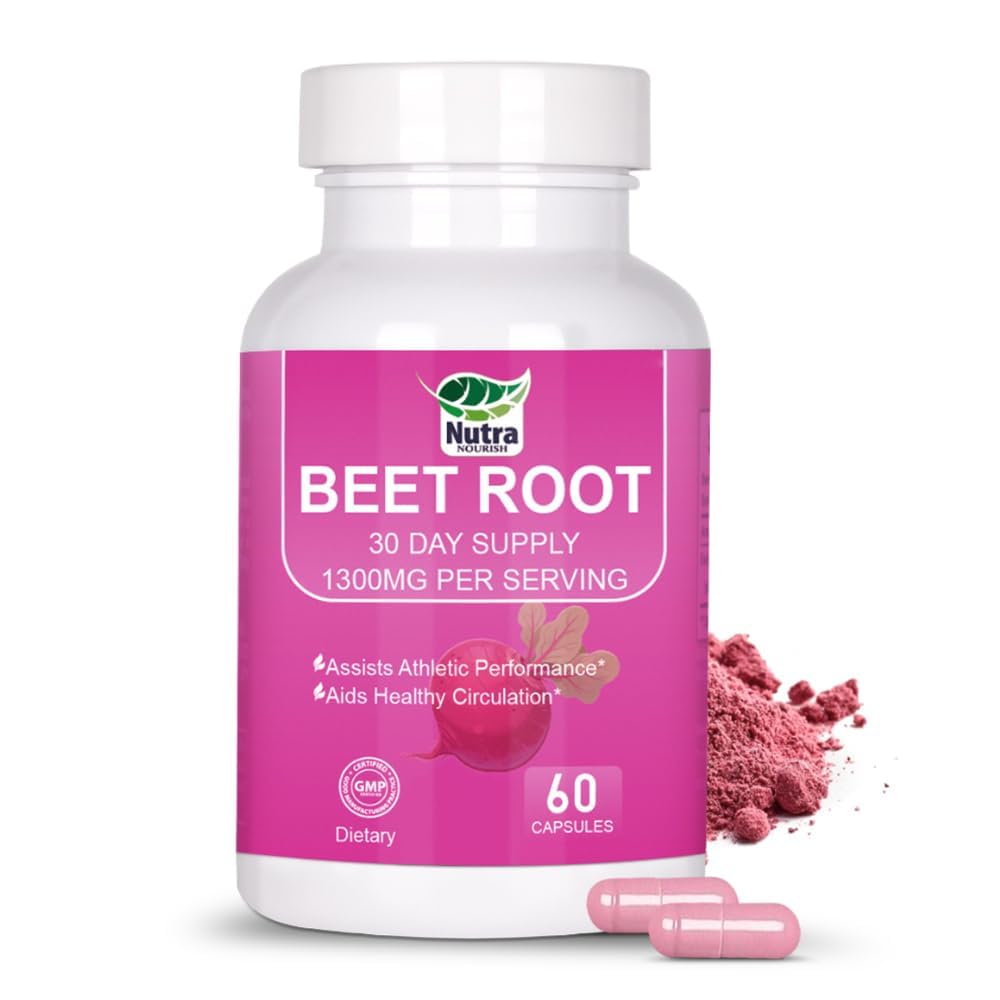 Beet Root Capsules 1300mg label on bottle