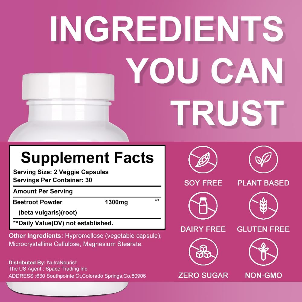 Organic beet root powder used in Beet Root Capsules 1300mg
