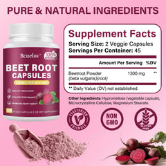 Beet Root Capsules 1300mg packshot back with label