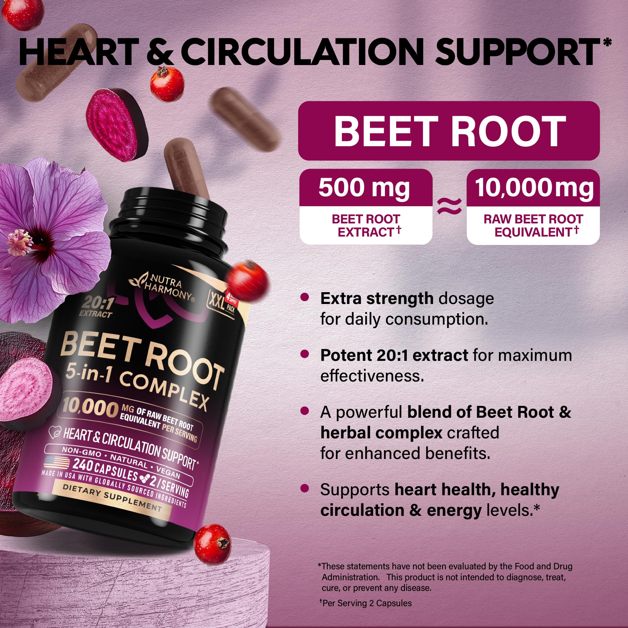 Beet Root Capsules ingredients: Hawthorn Berry, Hibiscus, Garlic, Olive Leaf