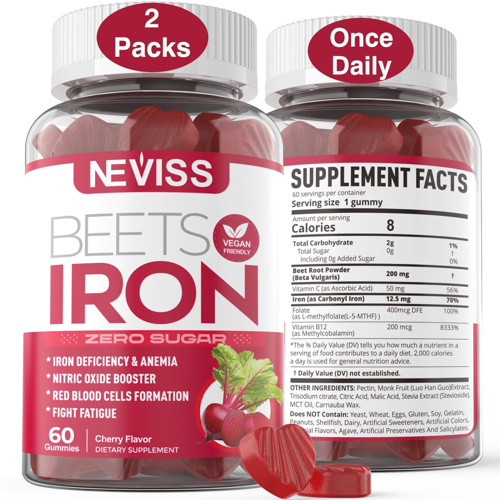 Bottle of Beet Root Gummies with Iron, 120 count