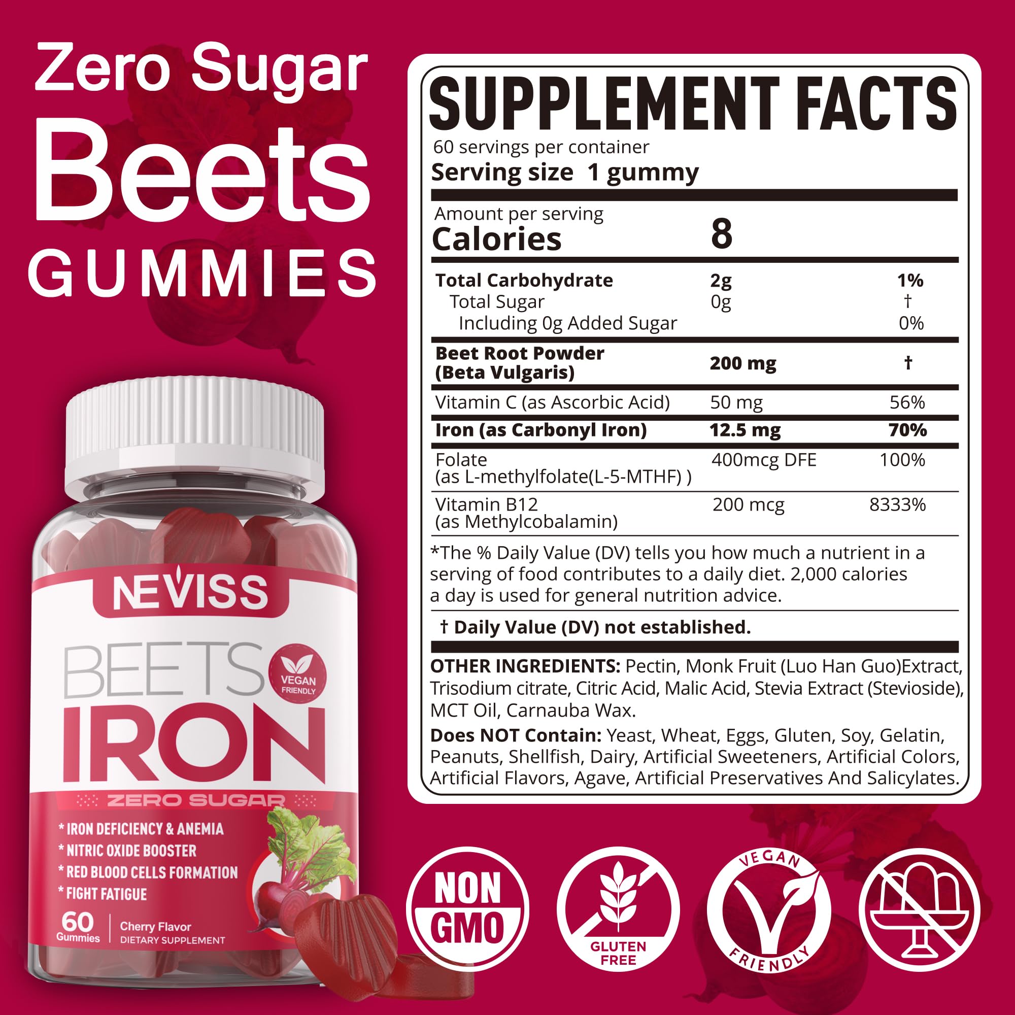 Close-up of cherry-flavored Beet Root Gummies