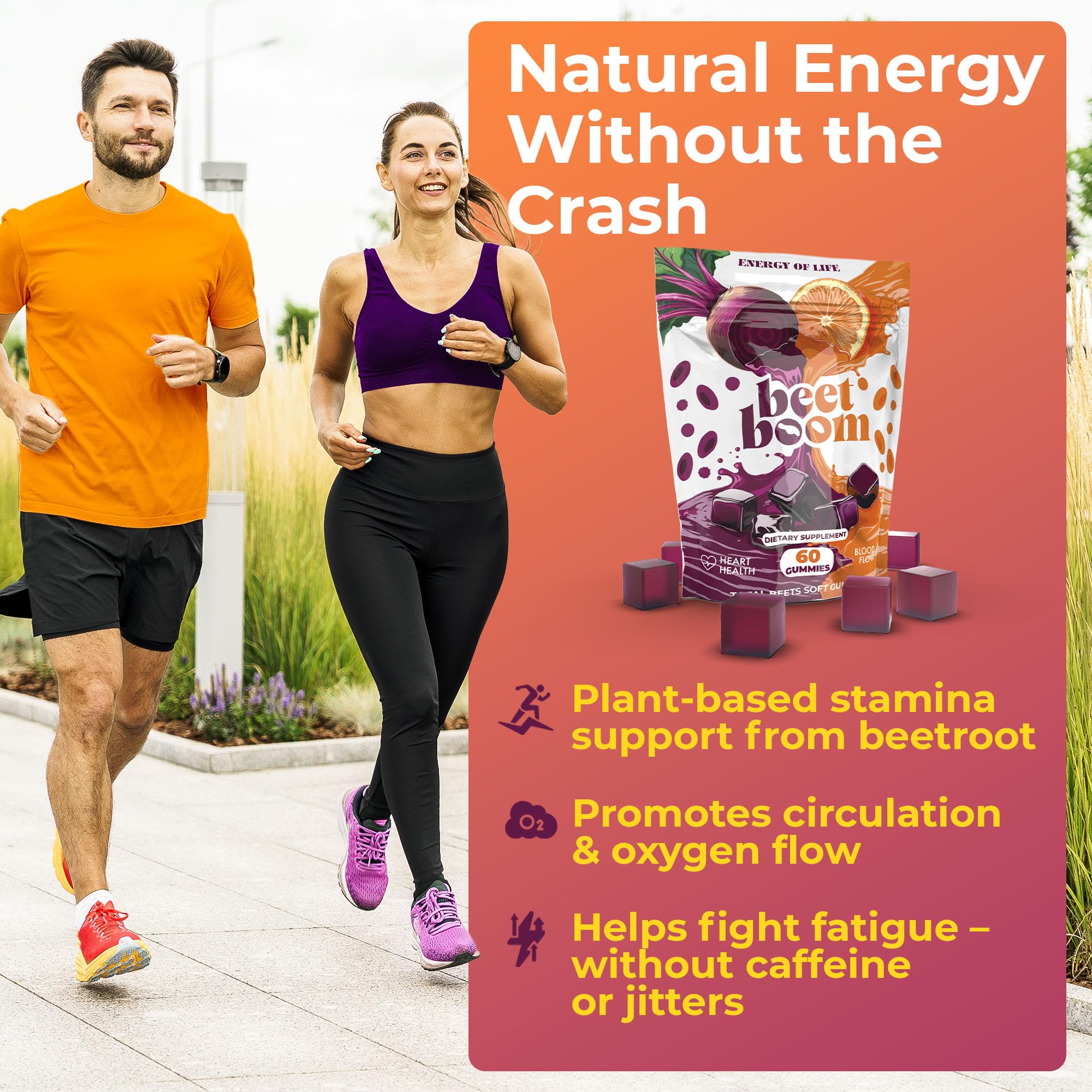 Assorted beet root gummies designed for energy and circulation