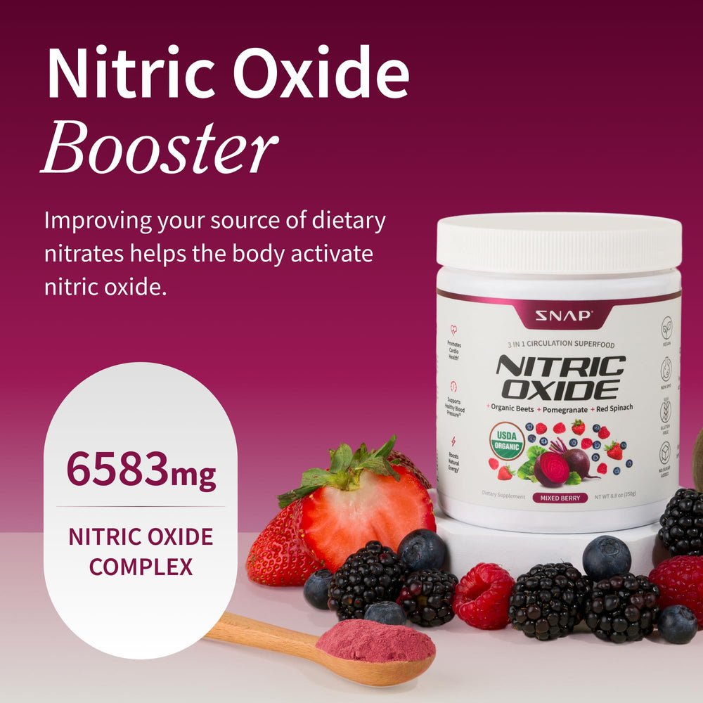 Close-up label of the Organic Beet Root Nitric Oxide Powder