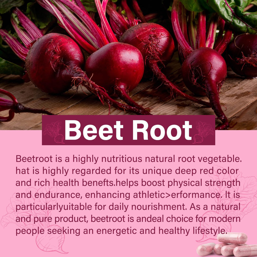 Beet root powder capsules 1300mg close-up