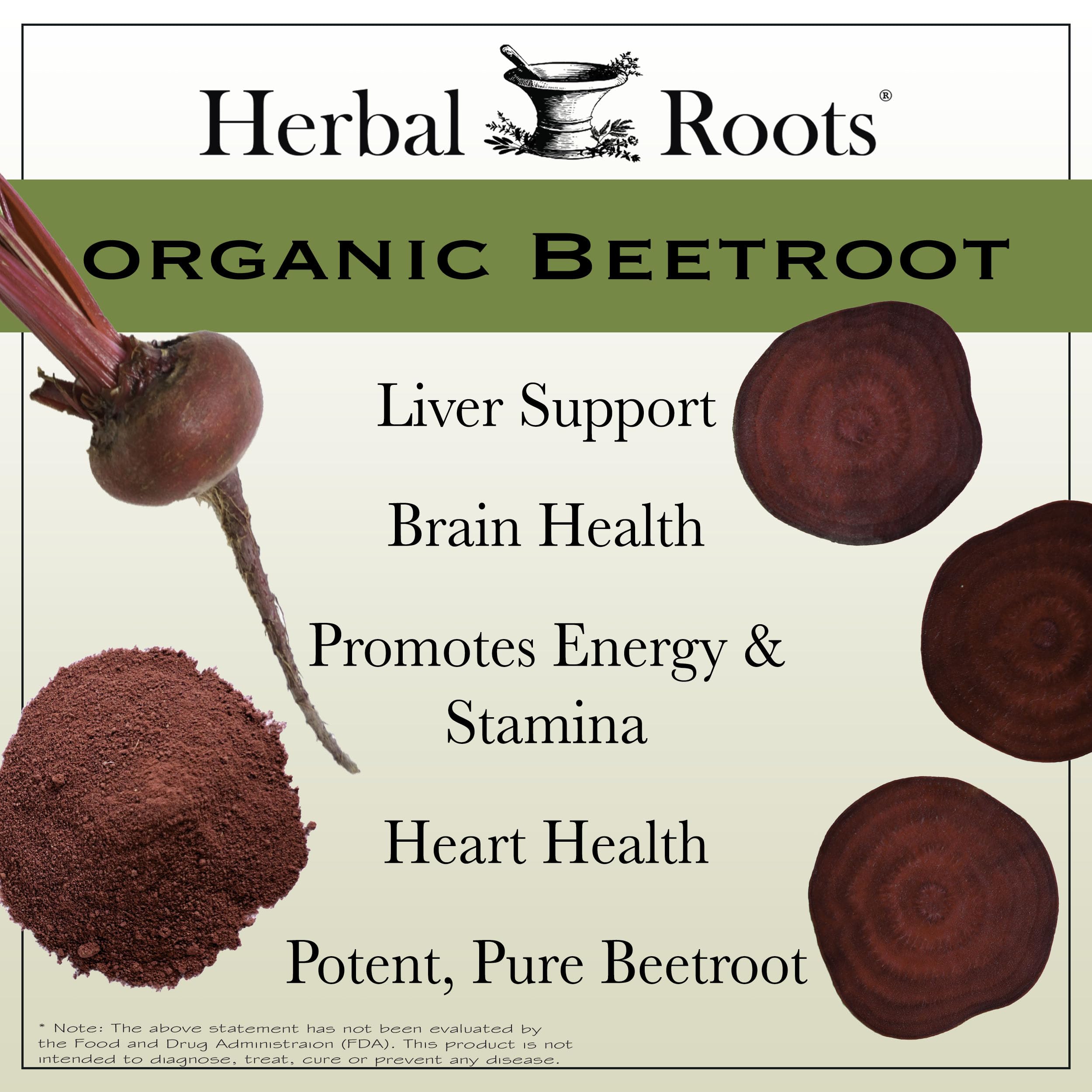 Ingredients include organic beetroot and organic vegan capsule