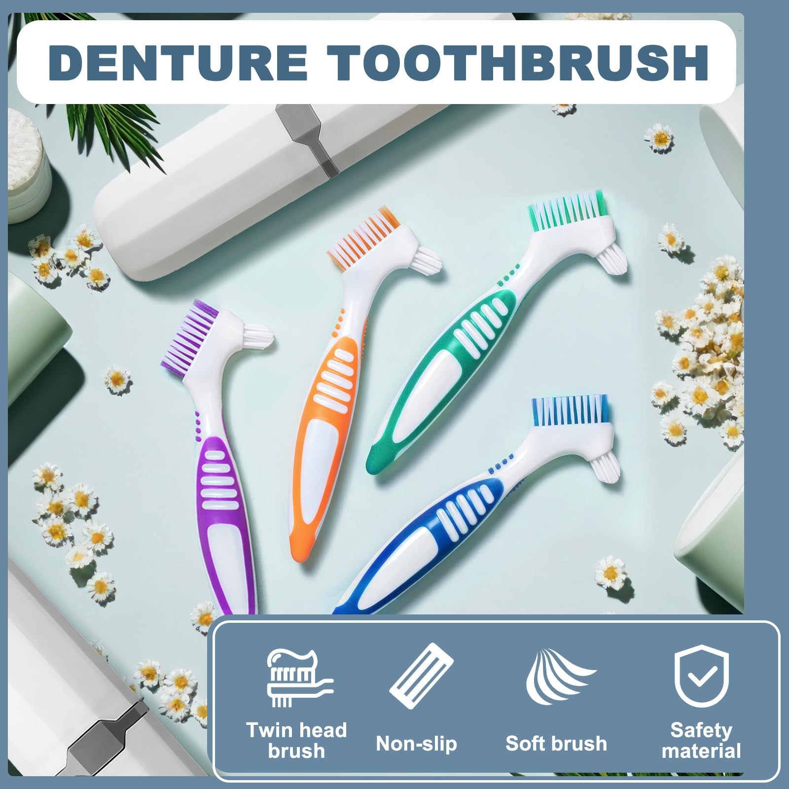 BELEFU dual-sided denture brush purple variant