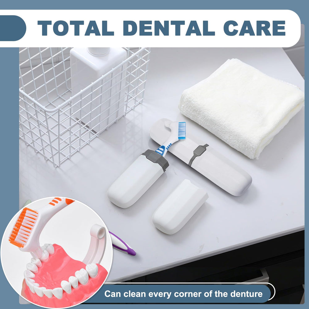 Dual-sided BELEFU denture brush with carrying cases and setup
