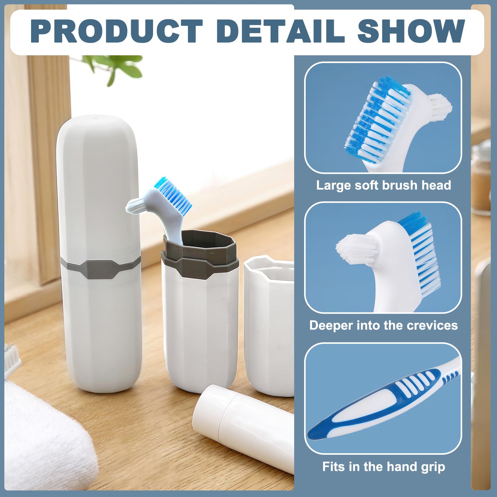 BELEFU dual-sided denture brush white variant