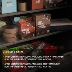 Beleon Emergency Food 3 Days stored in a dry dark place to emphasize readiness