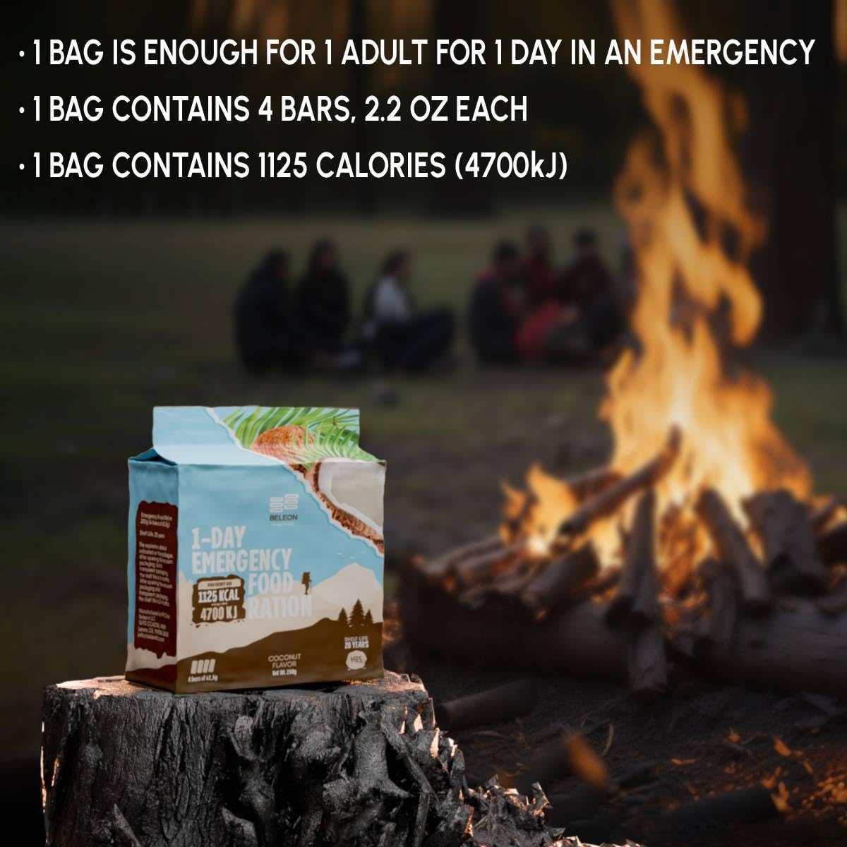 Beleon Goods For Life MRE 7days coconut biscuit bars nutrition label and ingredients.