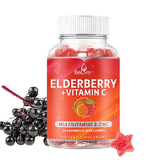 BeLive Elderberry Gummies raspberry flavor bottle front