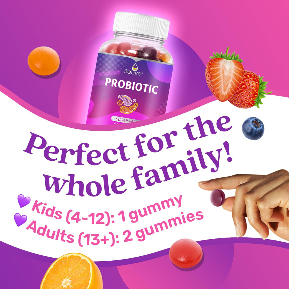 BeLive Probiotic Gummies Orange flavor bottle front