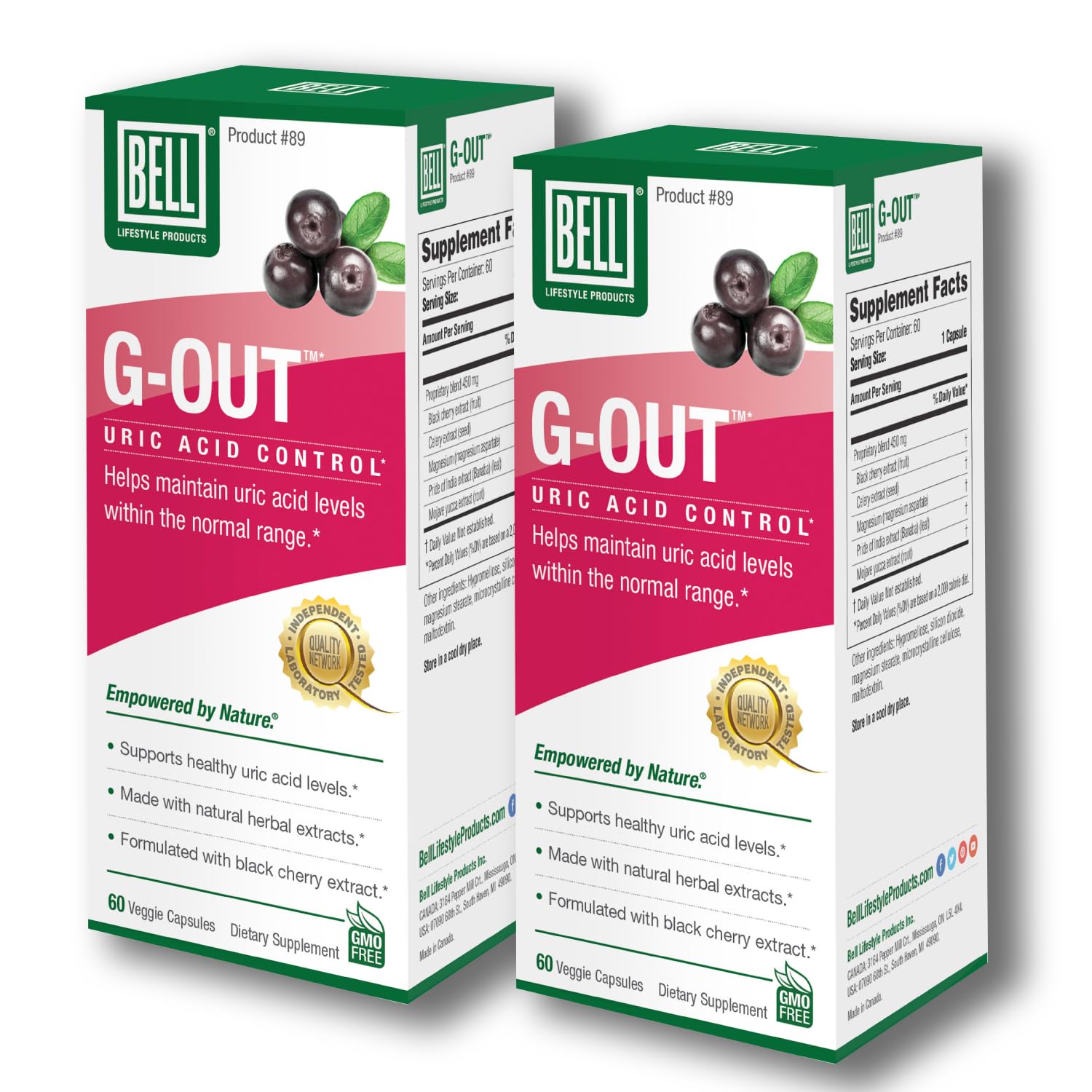 Bell G-Out Uric Acid Cleanse 2-Pack hero image showing product packaging