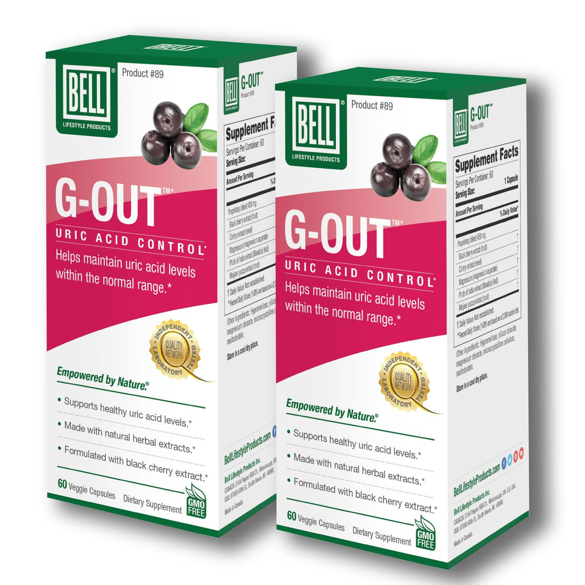 Bell G-Out Uric Acid Cleanse 2-Pack hero image showing product packaging