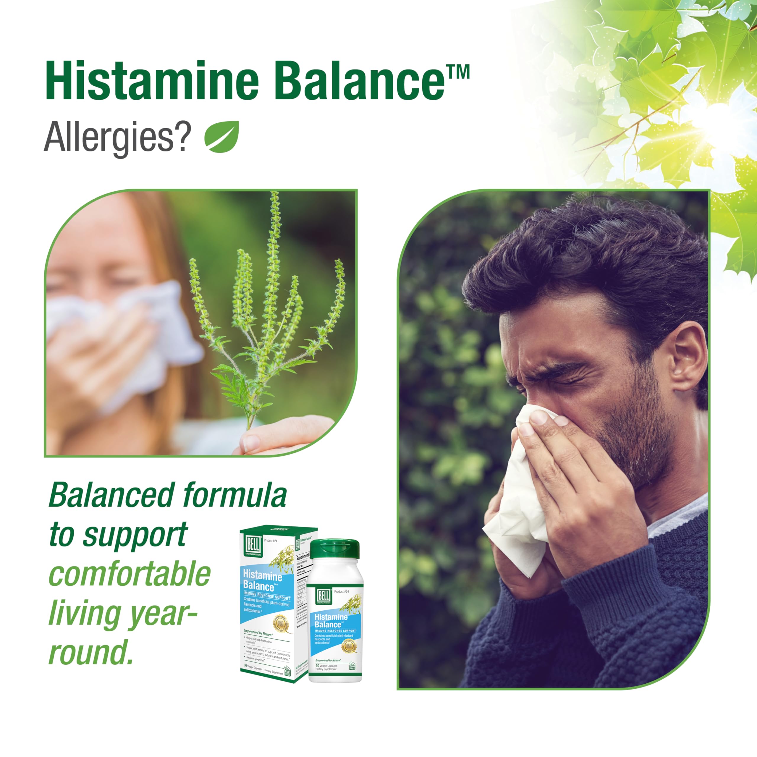 Close-up of Bell Histamine Balance veggie capsules