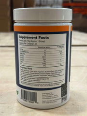 Close-up of mango-flavored detox powder texture