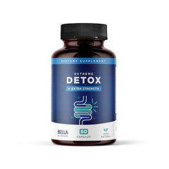 Bella All Natural Extreme Detox bottle shown for easy daily gut support and toxin elimination.