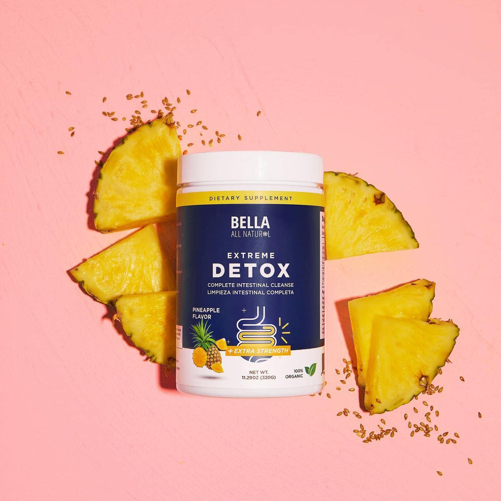 Lifestyle scene with pineapple flavored detox powder for daily routine