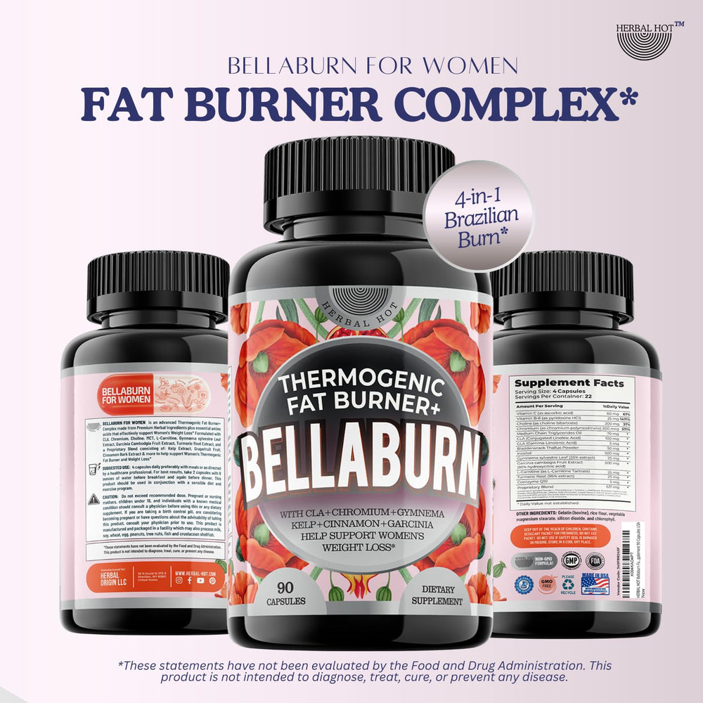 Serving guidance with water and Bellaburn capsules before meals