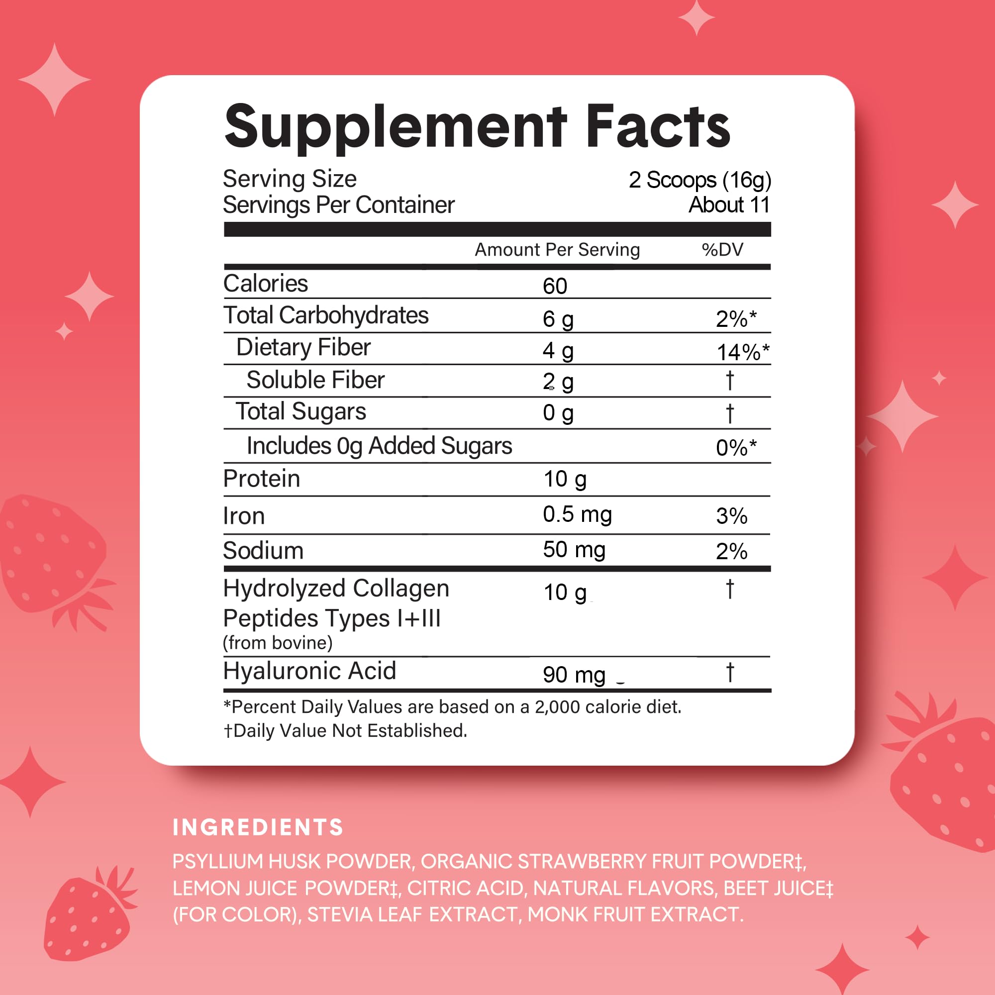 Nutrition facts label for Bellway supplement