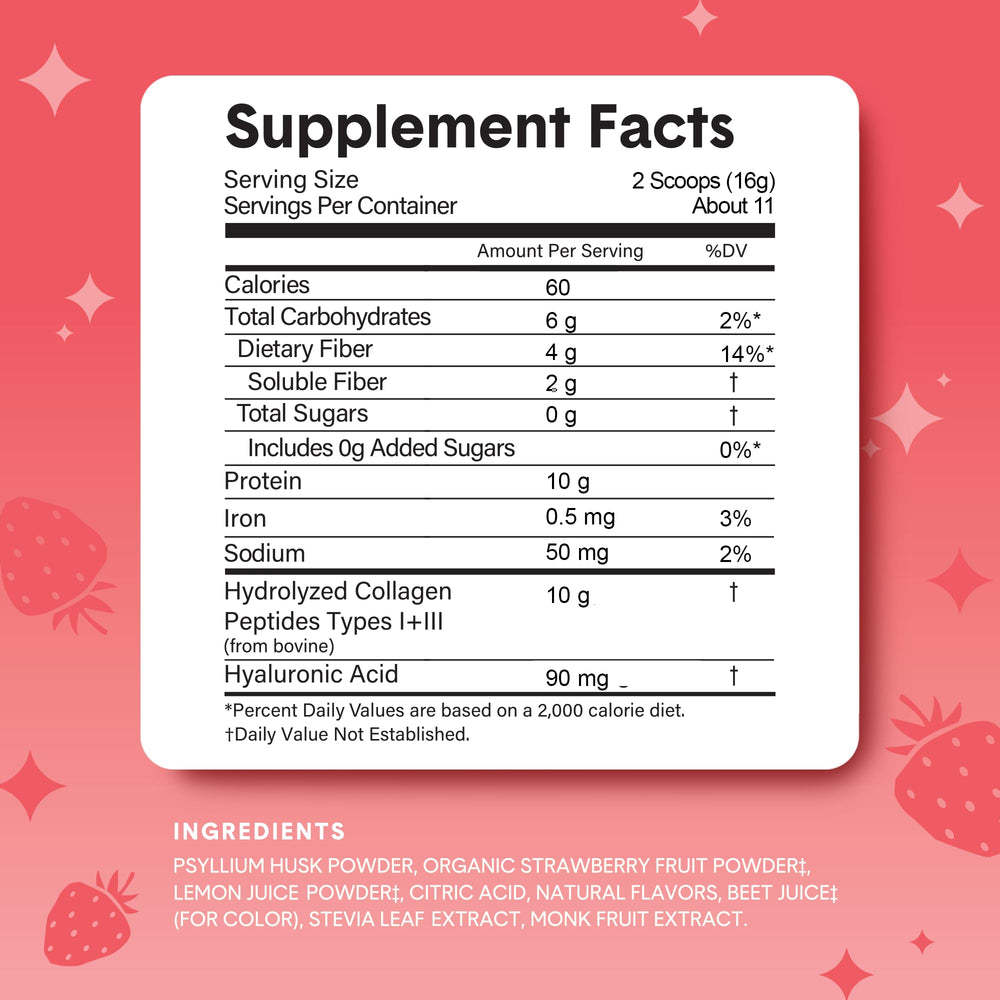 Nutrition facts label for Bellway supplement