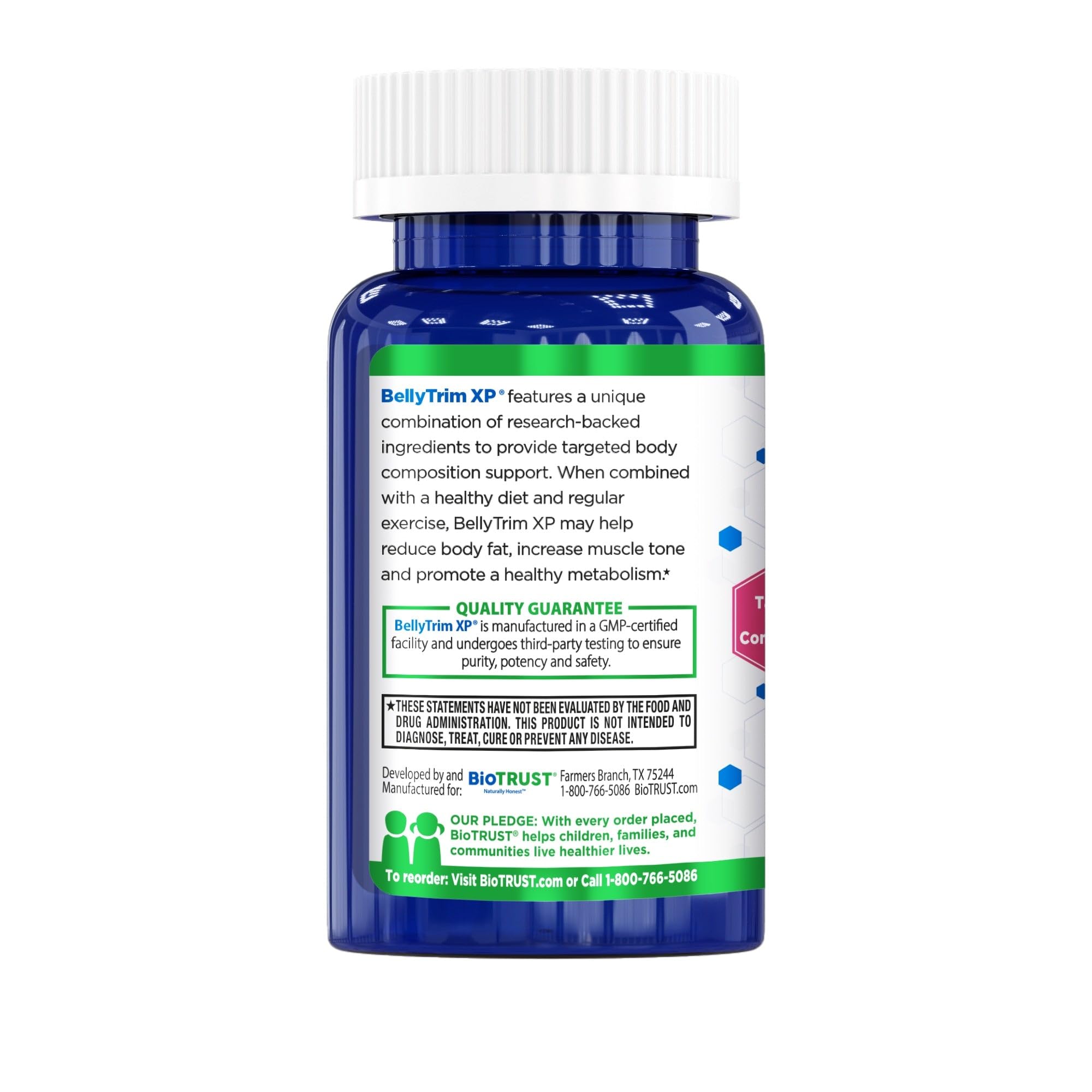 Serving spoon with BellyTrim XP Advanced CLA bottle on a clean surface