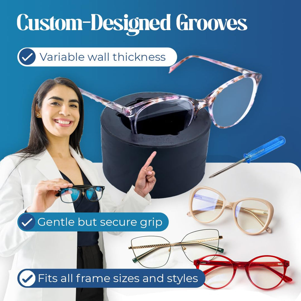 Adjustable screw holder jig for opticians