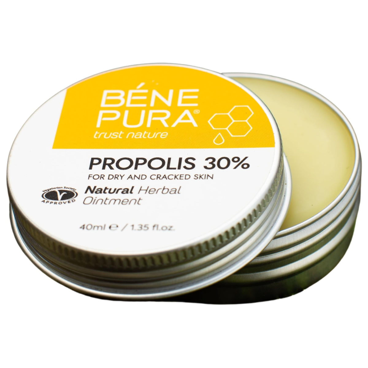Bottle of BenePura Propolis Ointment showing 30% propolis