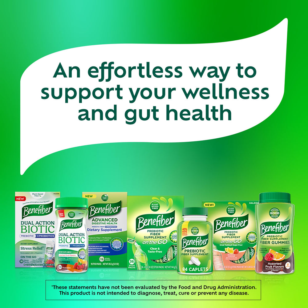 Natural fruit flavors and colors on Benefiber gummy label