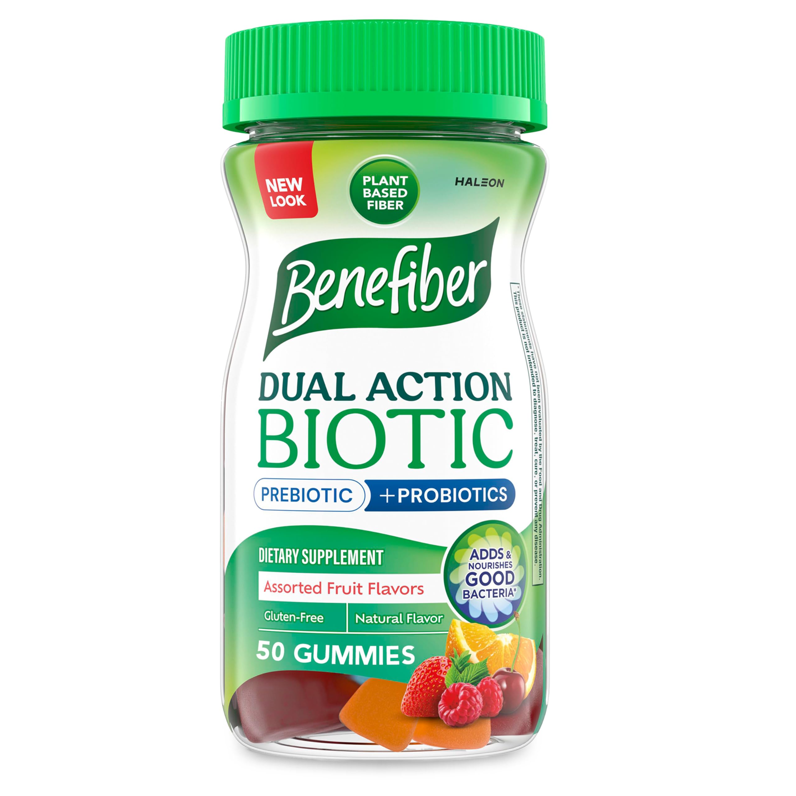 Benefiber prebiotic fiber gummies with probiotics orange flavor bottle front