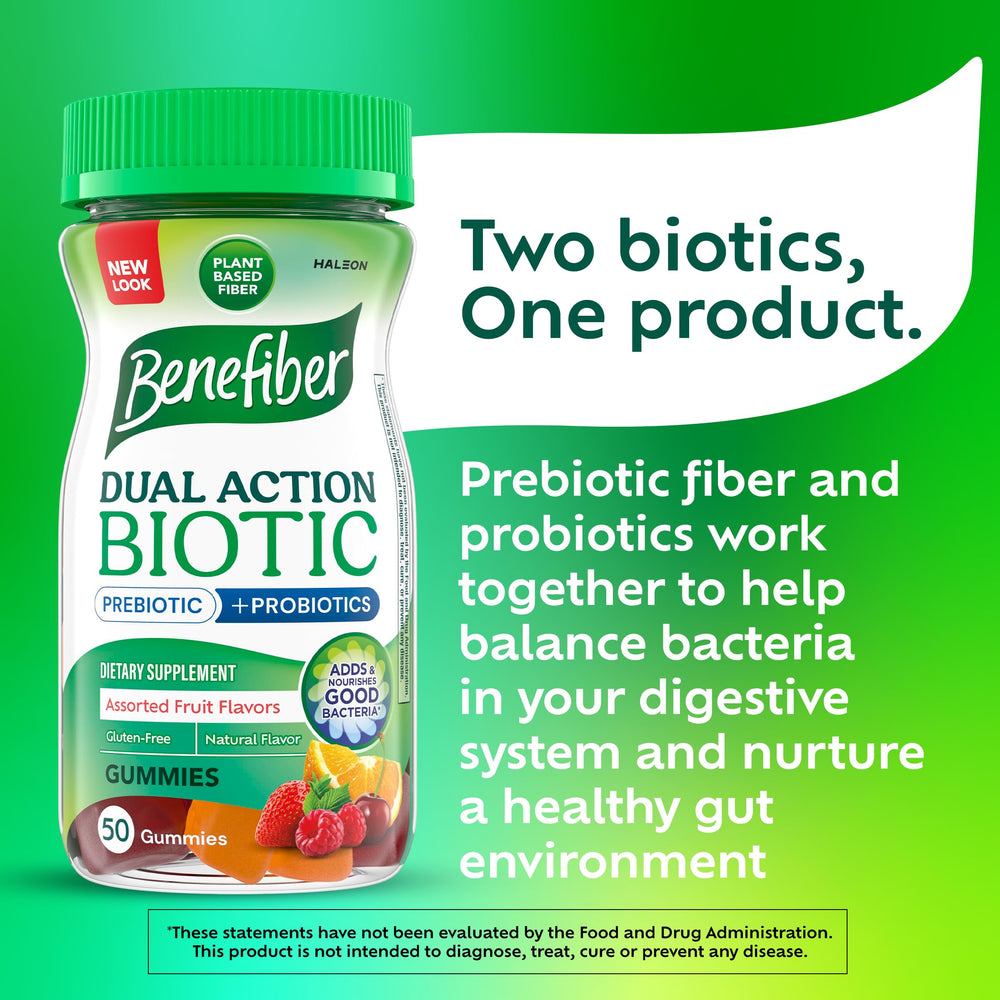 Benefiber prebiotic fiber gummies with probiotics raspberry flavor bottle front