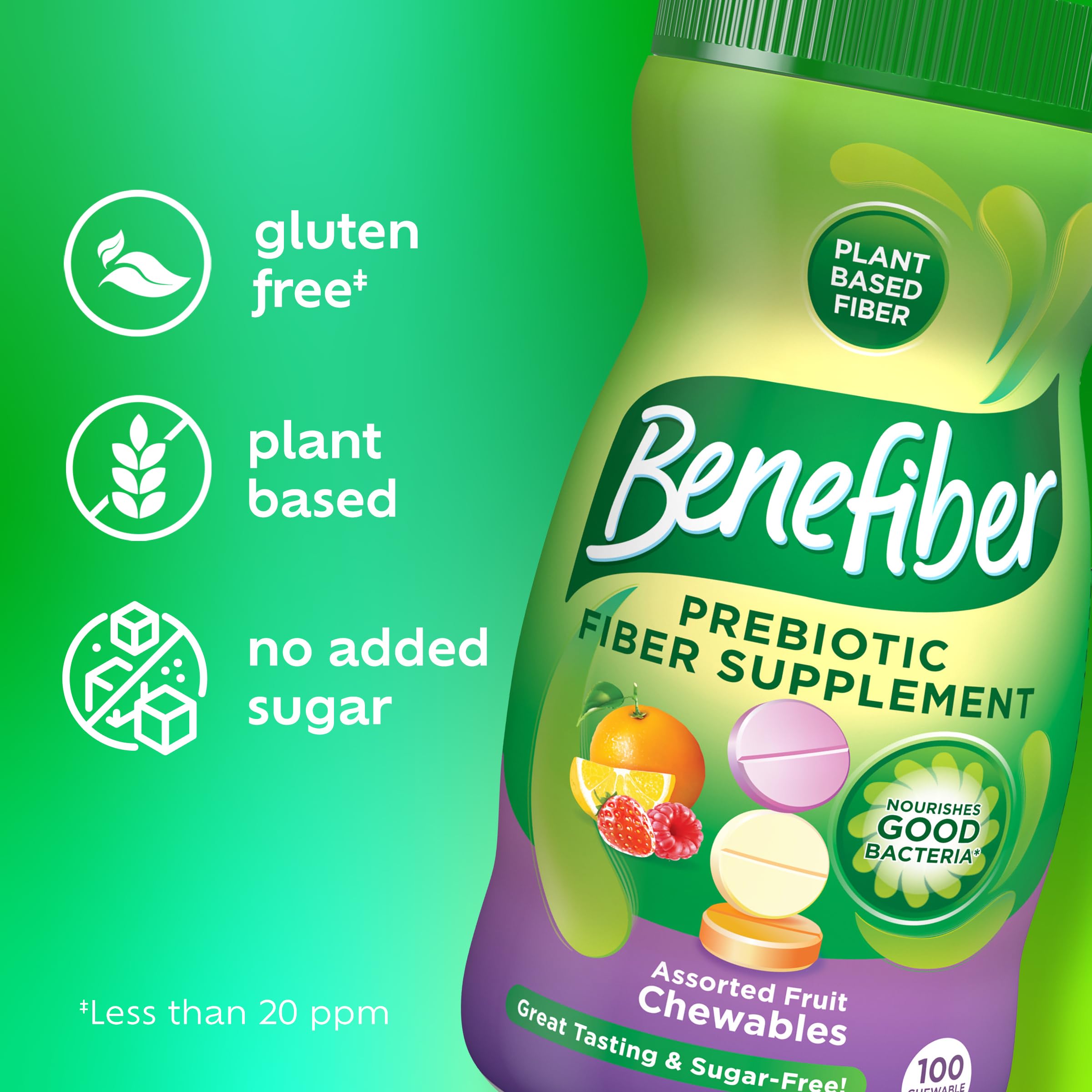 Orange-flavored Benefiber prebiotic tablets
