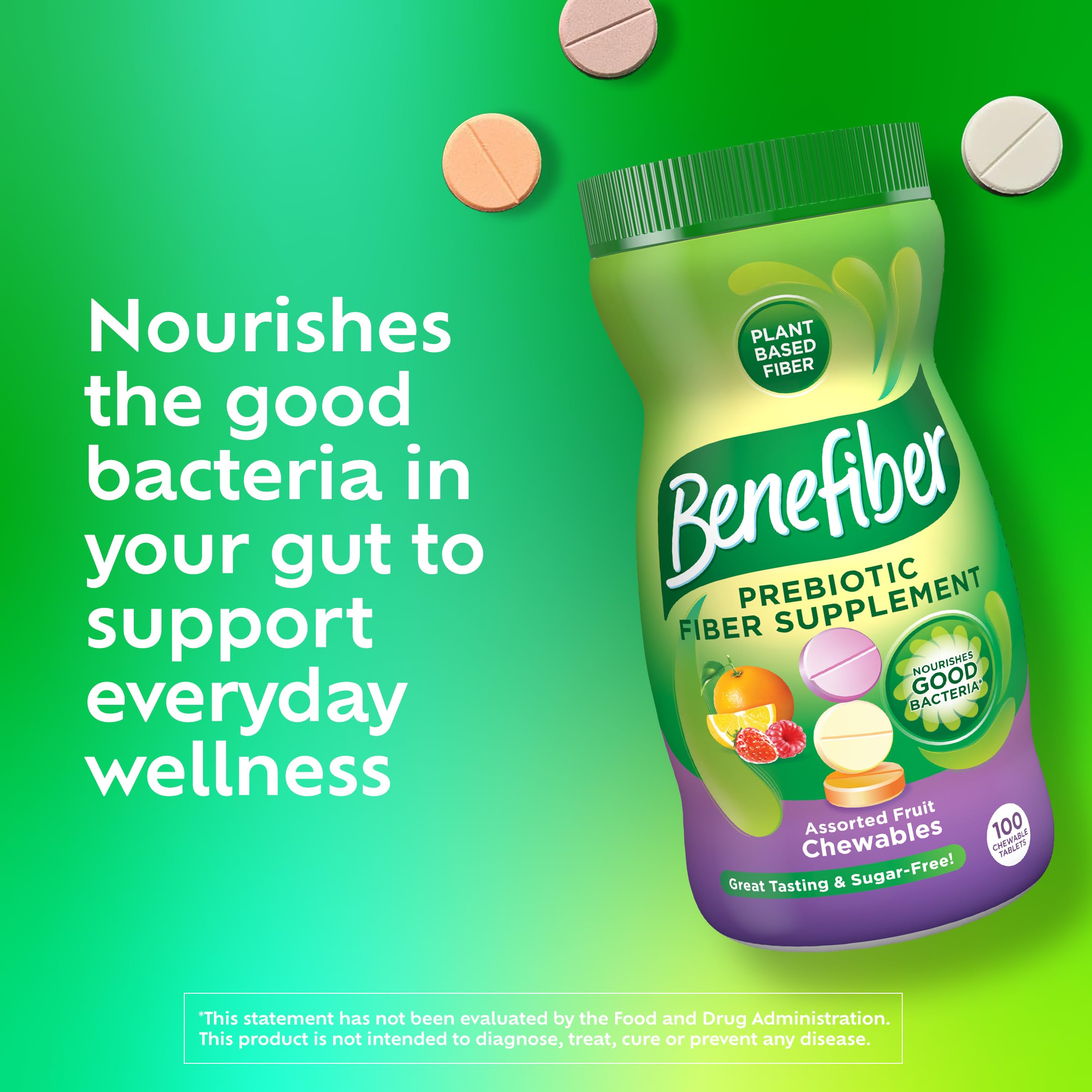 Close-up of Benefiber digestive health tablets for gut support
