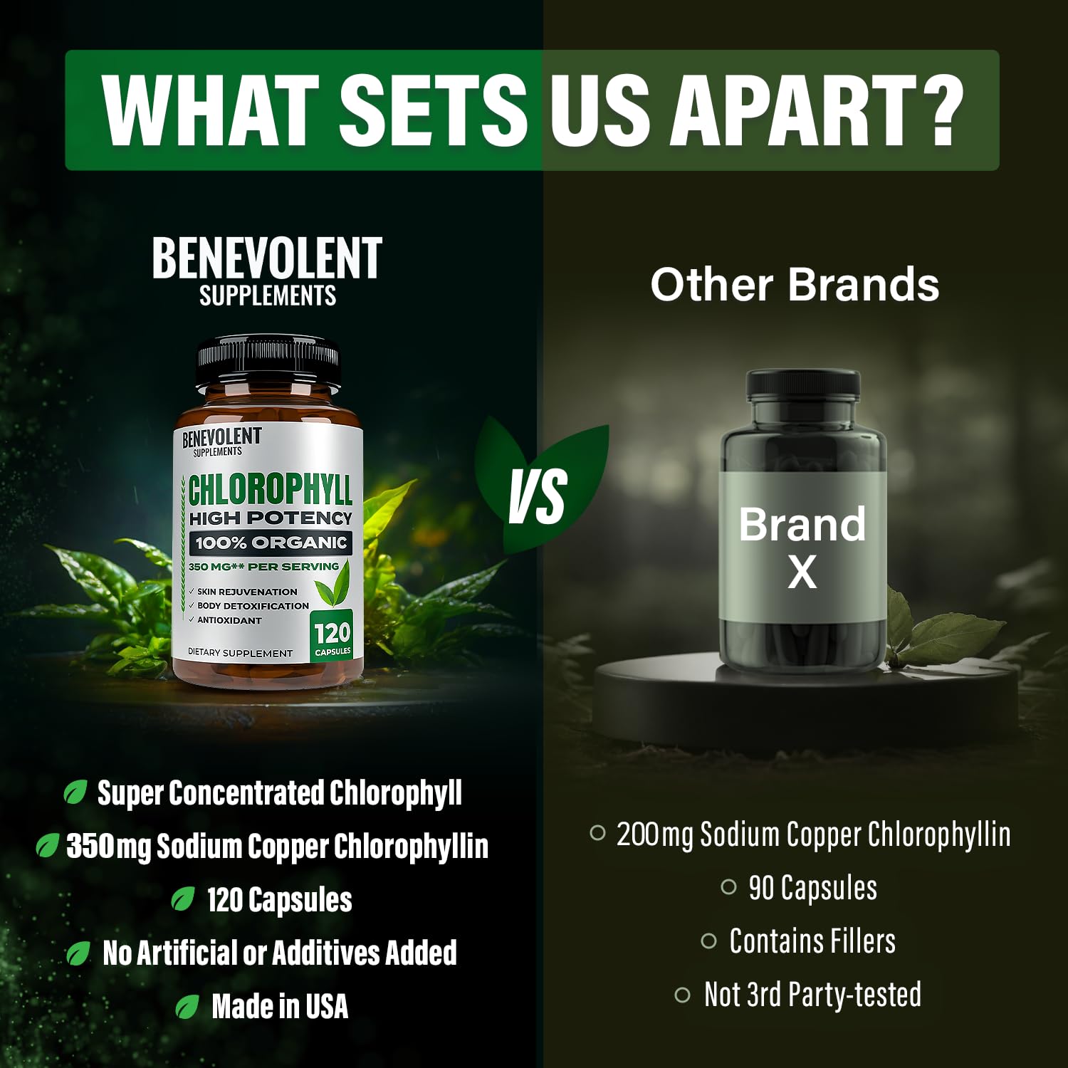 Chlorophyll capsules ingredients panel