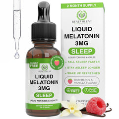 Hero bottle of Benevolent Melatonin Drops in Berry Vanilla flavor