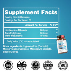 Ingredients and additives for Benevolent NAD+ supplement