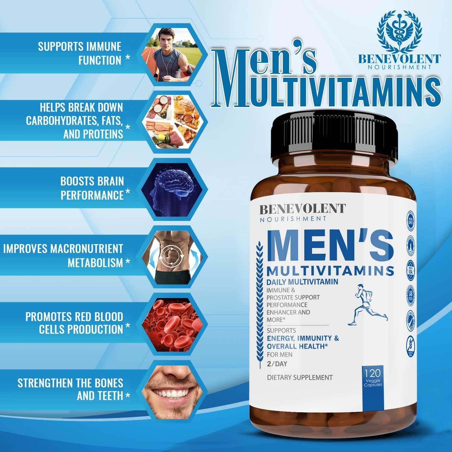 Label highlights essential vitamins and minerals for men