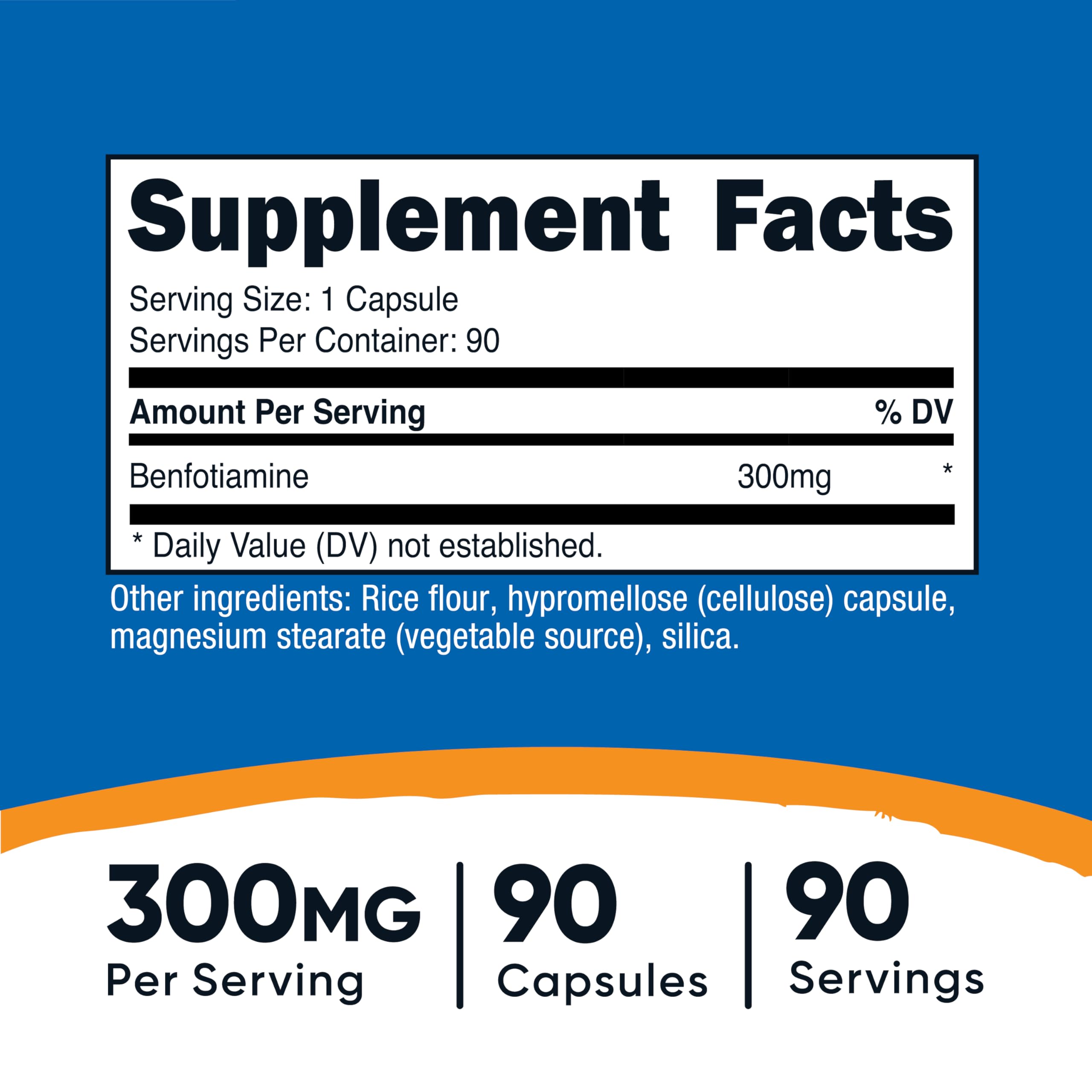 Label showing 90 capsules per bottle